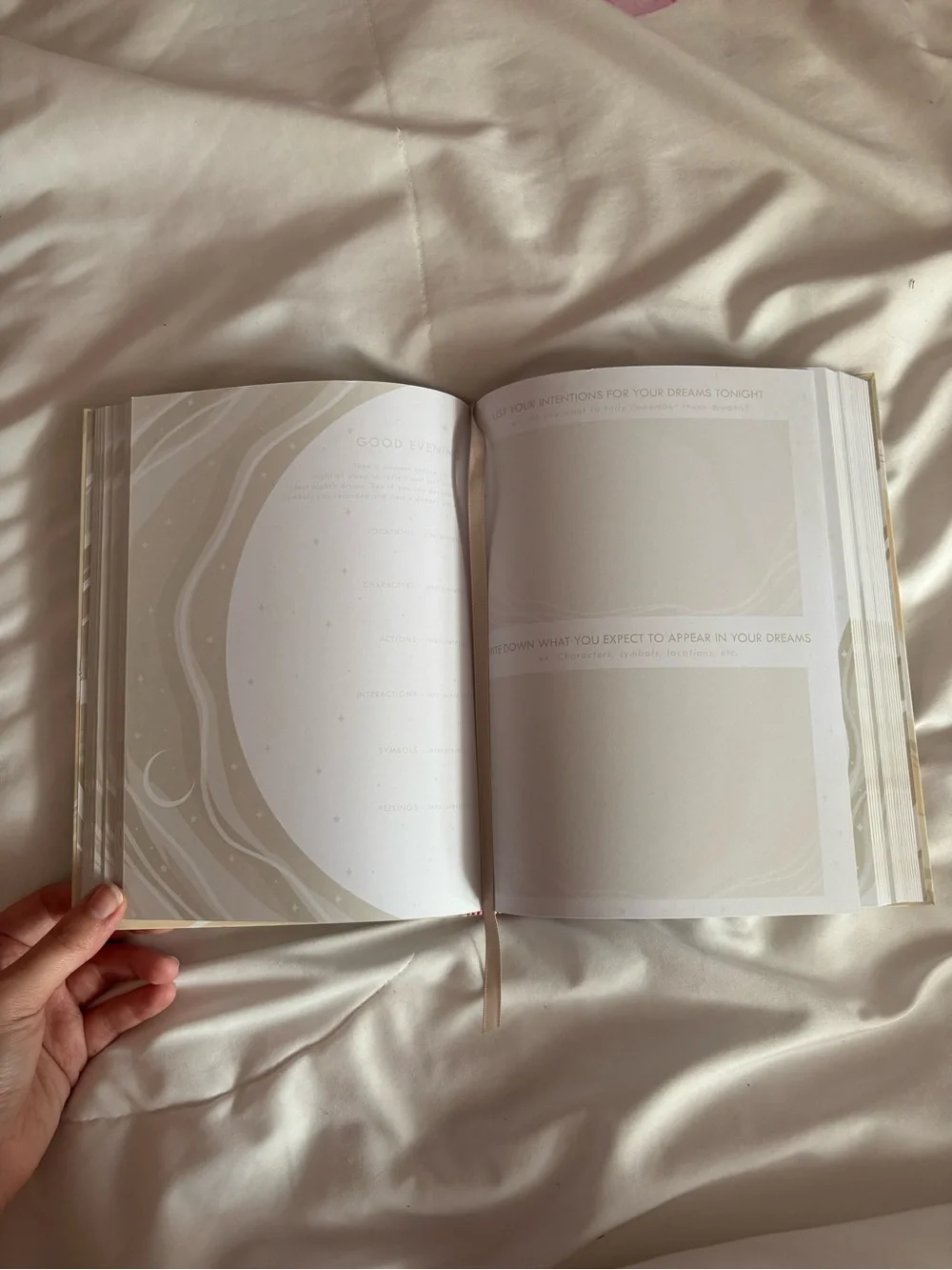 Dream Journal Crescent Moon Hardcover Notebook - Beige & Cream
